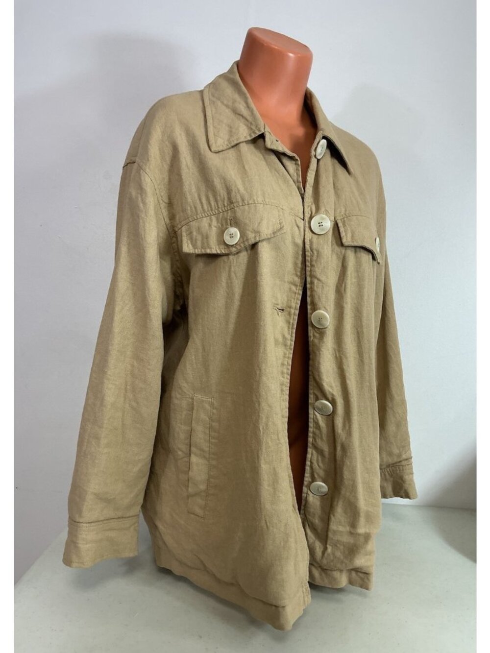 Zara Linen Jacket Coat Womens Medium